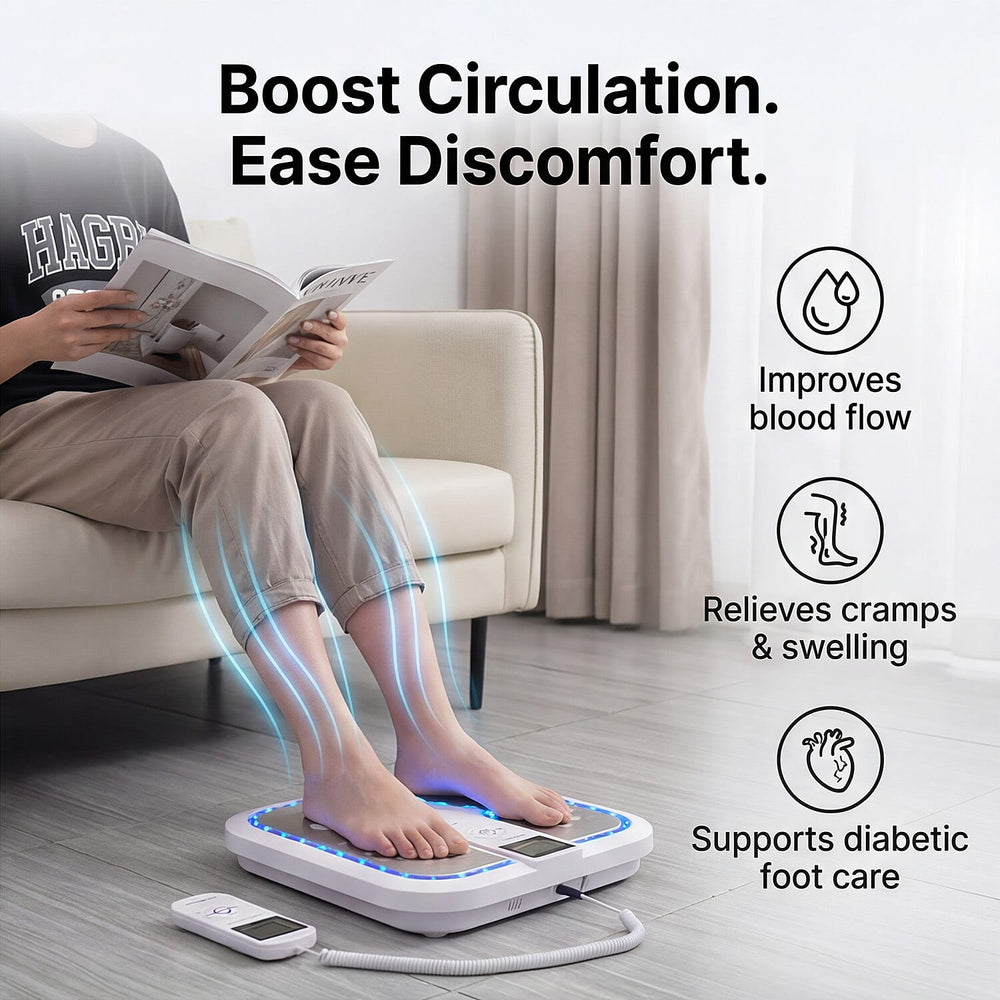 Bliss & Beyond TENS EMS Foot Circulation Massager; Combines TENS (Transcutaneous Electrical Nerve Stimulation), EMS (Electrical Muscle Stimulation), and FIR (Far Infrared) heat therapy to improve bloo
