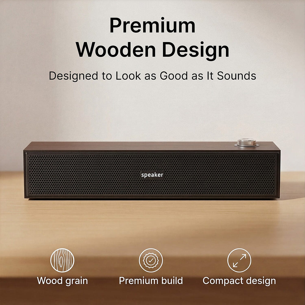 Bliss - Beyond E-3513 Brown Bluetooth 5.4 Soundbar - 6W Dual Channel, USB 5V Powered (370 mm) - Brown