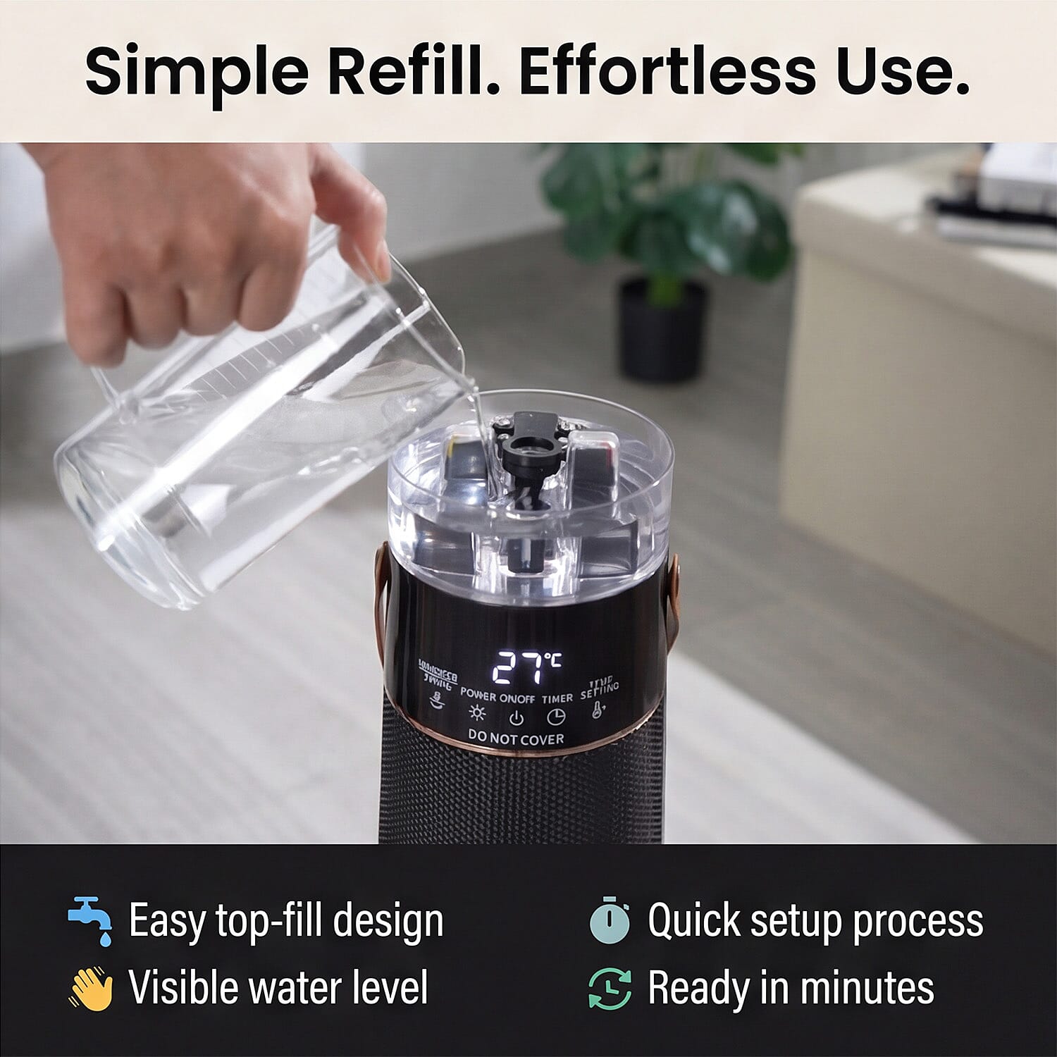Bliss - Beyond PTC 4 in 1 -  Heater and Humidifier 1100-2000 Watts - Black