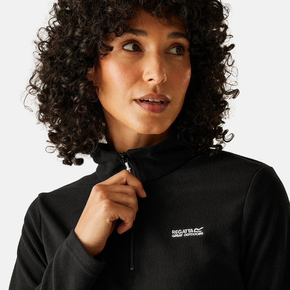 Regatta Womens Lightweight Brushed Half-Zip Fleece (Size 10) - Black_8259996_3