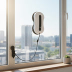 RZ2-31 Smart Robotic Window Cleaner - 3000Pa Suction Brushless Motor, Tuya App Control, Ultrasonic Dual Spray - 20-Min UPS Safety Protection - White