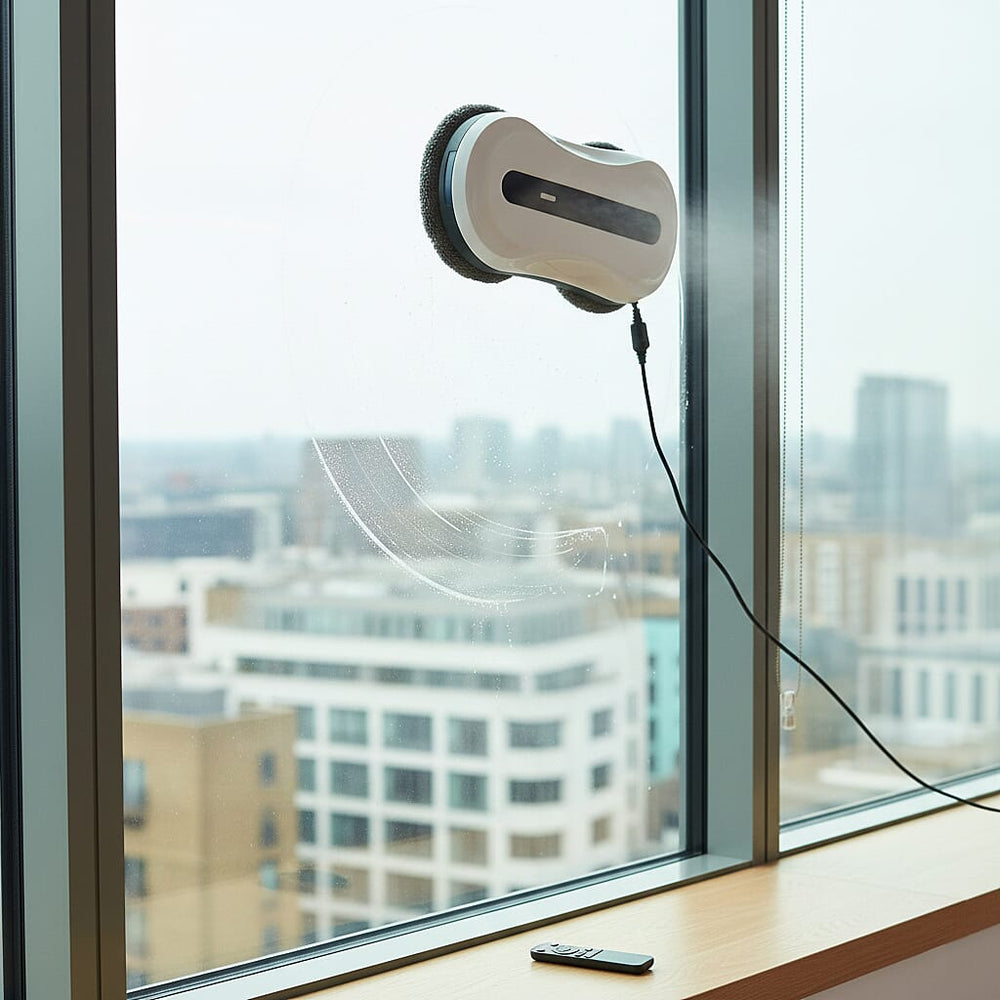 RZ2-31 Smart Robotic Window Cleaner - 3000Pa Suction Brushless Motor, Tuya App Control, Ultrasonic Dual Spray - 20-Min UPS Safety Protection - White