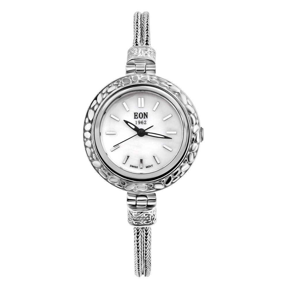 Royal Bali Collection - Sterling Silver Round Swiss Movement Dial Tulangnaga Chain Bracelet Watch (Size 7.5) Silver Wt. 18.03 Gms_8261267