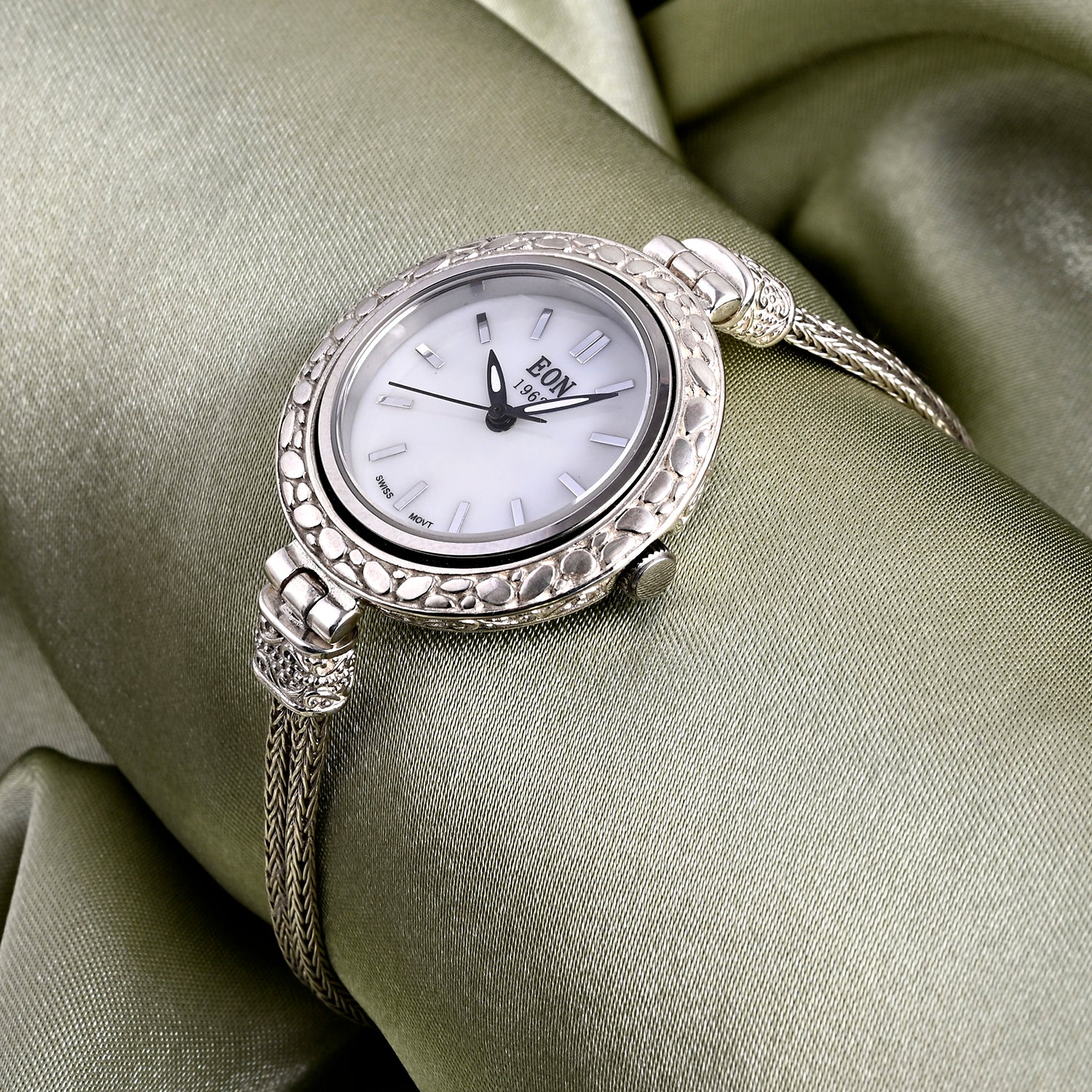 Royal Bali Collection - Sterling Silver Round Swiss Movement Dial Tulangnaga Chain Bracelet Watch (Size 7.5) Silver Wt. 18.03 Gms_8261267_1