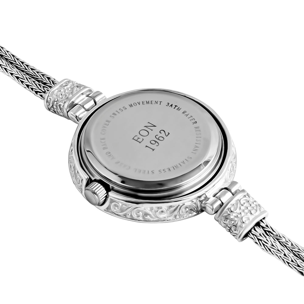 Royal Bali Collection - Sterling Silver Round Swiss Movement Dial Tulangnaga Chain Bracelet Watch (Size 7.5) Silver Wt. 18.03 Gms_8261267_4