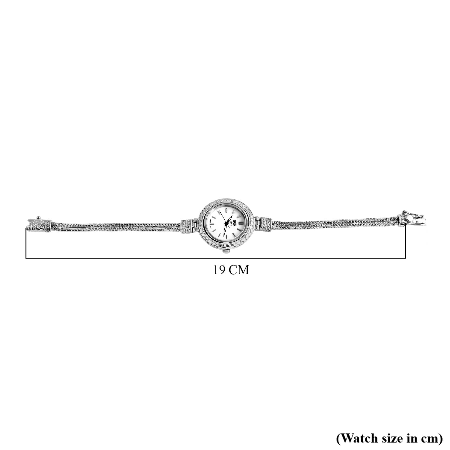 Royal Bali Collection - Sterling Silver Round Swiss Movement Dial Tulangnaga Chain Bracelet Watch (Size 7.5) Silver Wt. 18.03 Gms_8261267_6