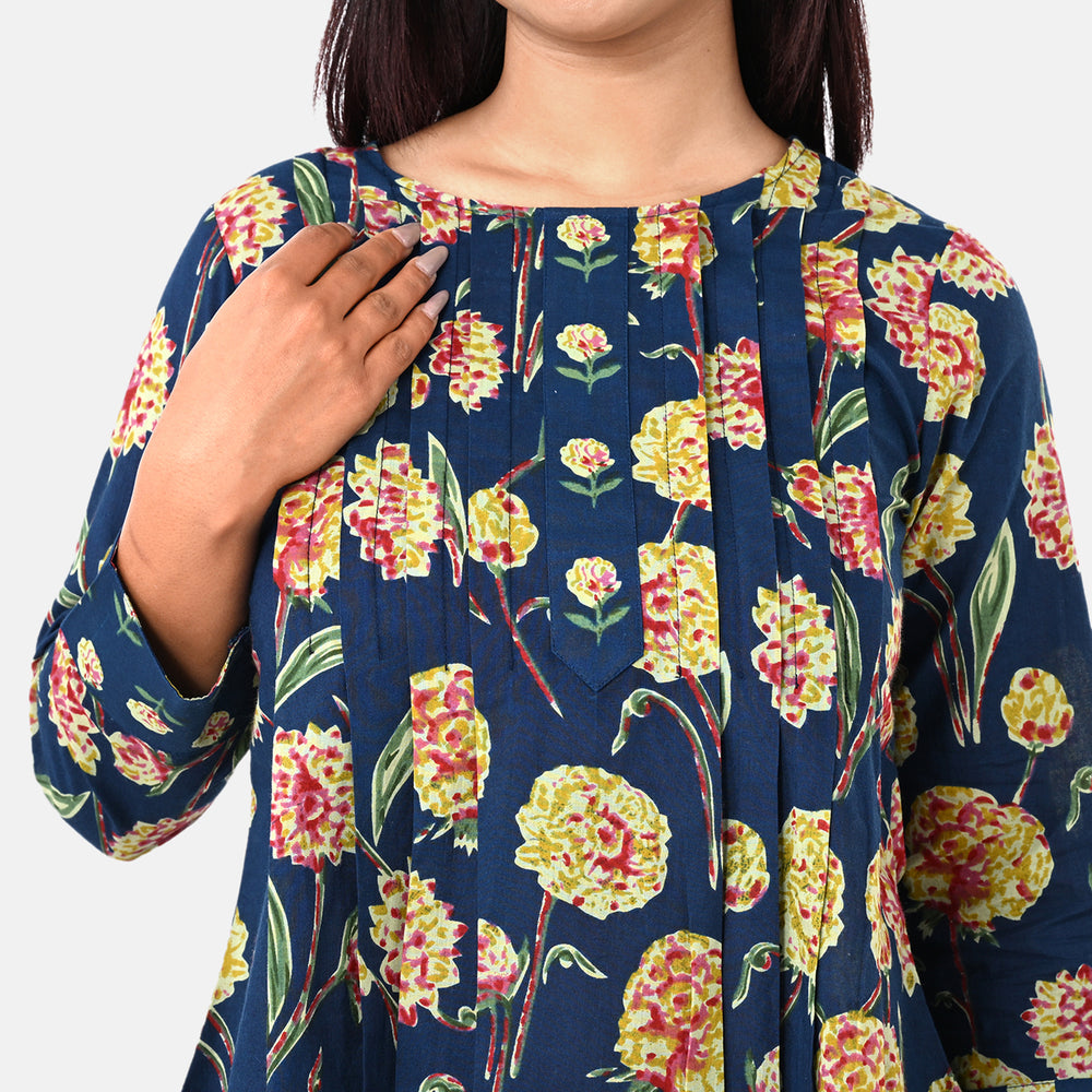 & Maisi Cotton Printed Top (Size - XL) - Blue_8261536_4