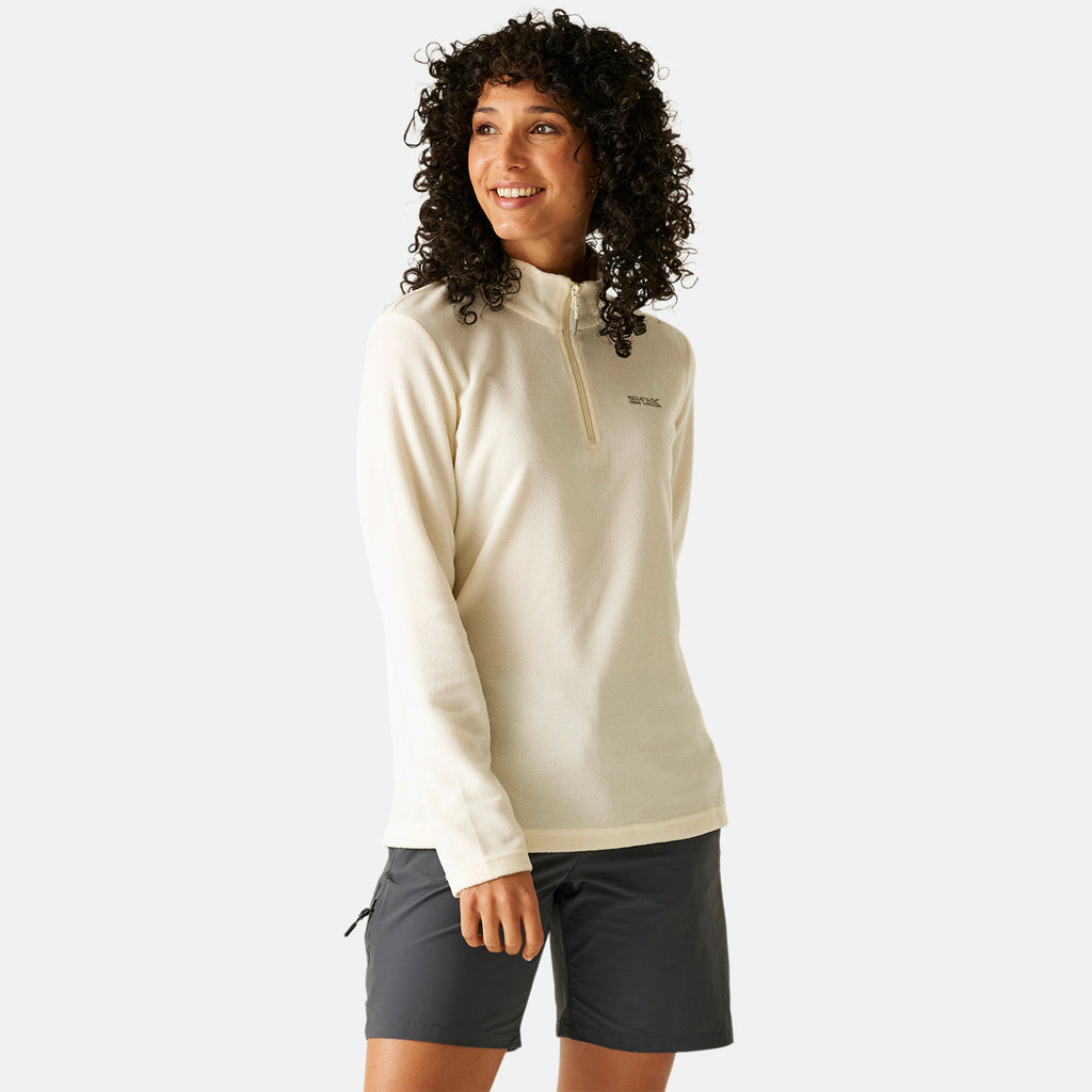 Regatta Womens Lightweight Brushed Half-Zip Fleece (Size 10) - Cream & White_8261885_1