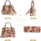 Signare Poppy Print Convertible Handbag - Beige