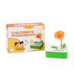 Childrens Early Education Phonograph - Interactive Audio Storyteller with 96 Cards, Bluetooth, Recording Function - 810- Educational Stories - Green White - Orange