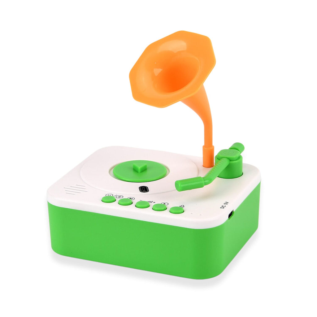 Childrens Early Education Phonograph - Interactive Audio Storyteller with 96 Cards, Bluetooth, Recording Function - 810- Educational Stories - Green White - Orange