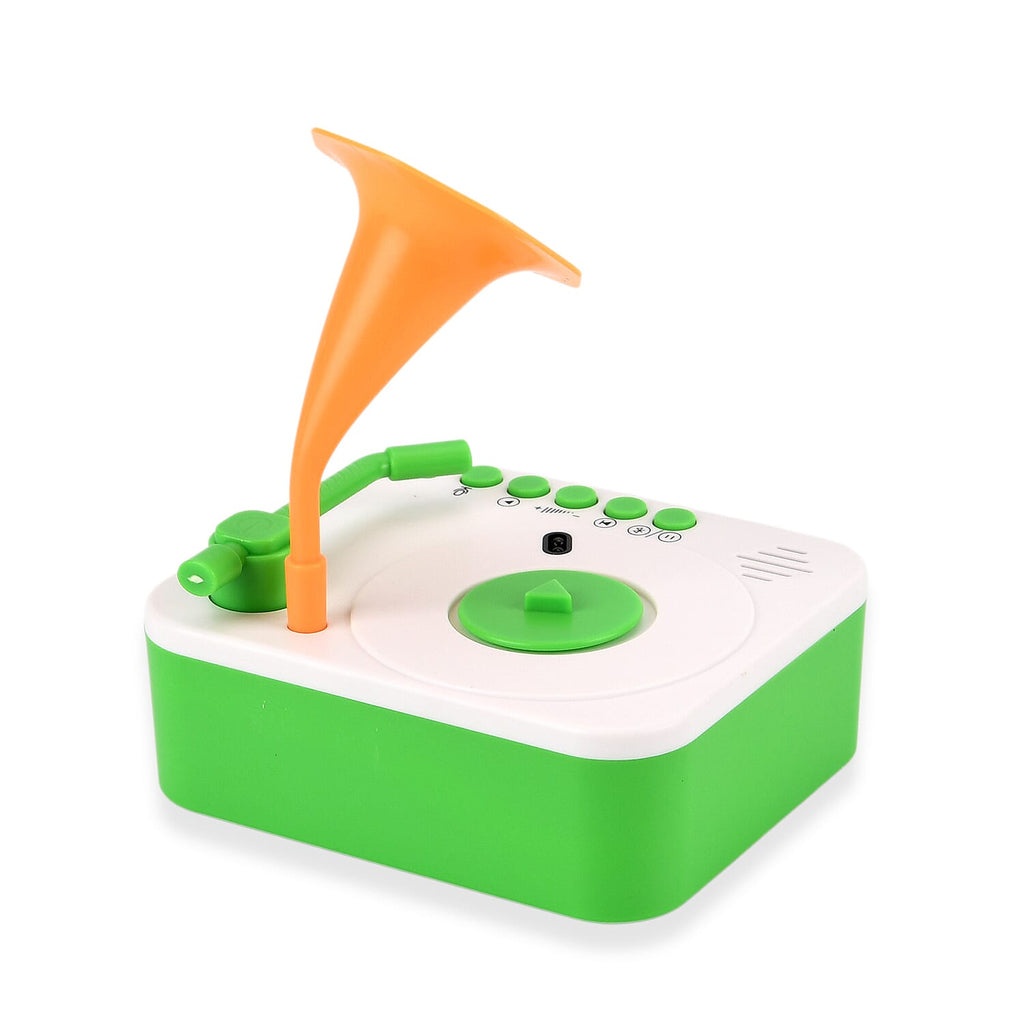 Childrens Early Education Phonograph - Interactive Audio Storyteller with 96 Cards, Bluetooth, Recording Function - 810- Educational Stories - Green White - Orange