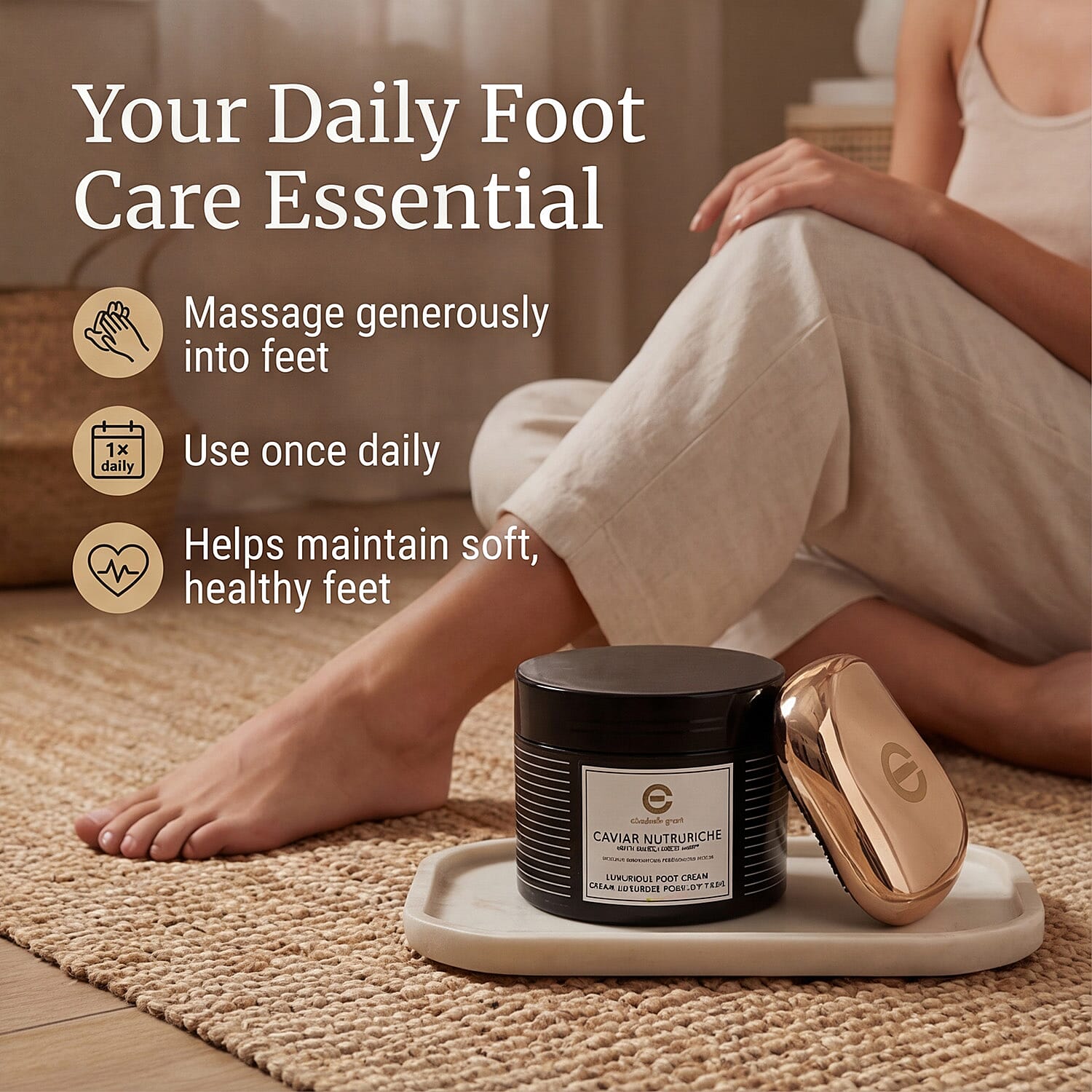 Elizabeth Grant Caviar Holiday Foot Cream - 400ML with Foot Scrubber