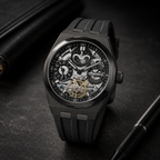 Ingersoll 1892 Broadway Skeleton Dial 5ATM 43mm Black Stainless Steel Case Mens Watch with Black Silicone Strap