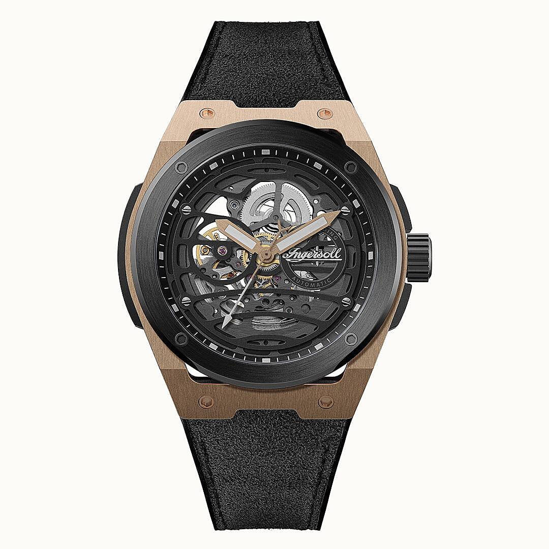 Ingersoll 1892 Springfield Skeleton Dial 5ATM 48mm Black - Bronze Stainless Steel Case Mens Watch with Black Silicone Strap