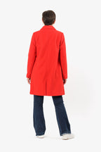 Closeout Deal- The Classic Crombie Tailored Coat With Pockets (Size XL) - Red