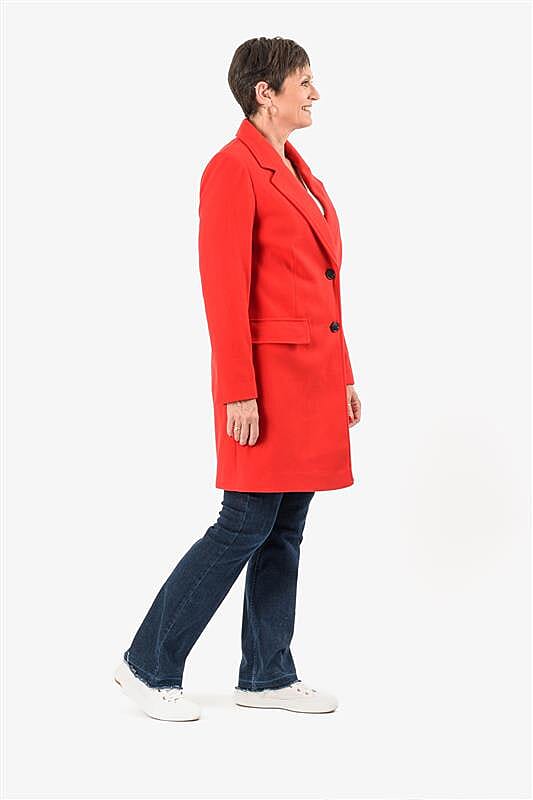 Closeout Deal- The Classic Crombie Tailored Coat With Pockets (Size XL) - Red