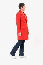 Closeout Deal- The Classic Crombie Tailored Coat With Pockets (Size XL) - Red
