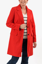 Closeout Deal- The Classic Crombie Tailored Coat With Pockets (Size XL) - Red