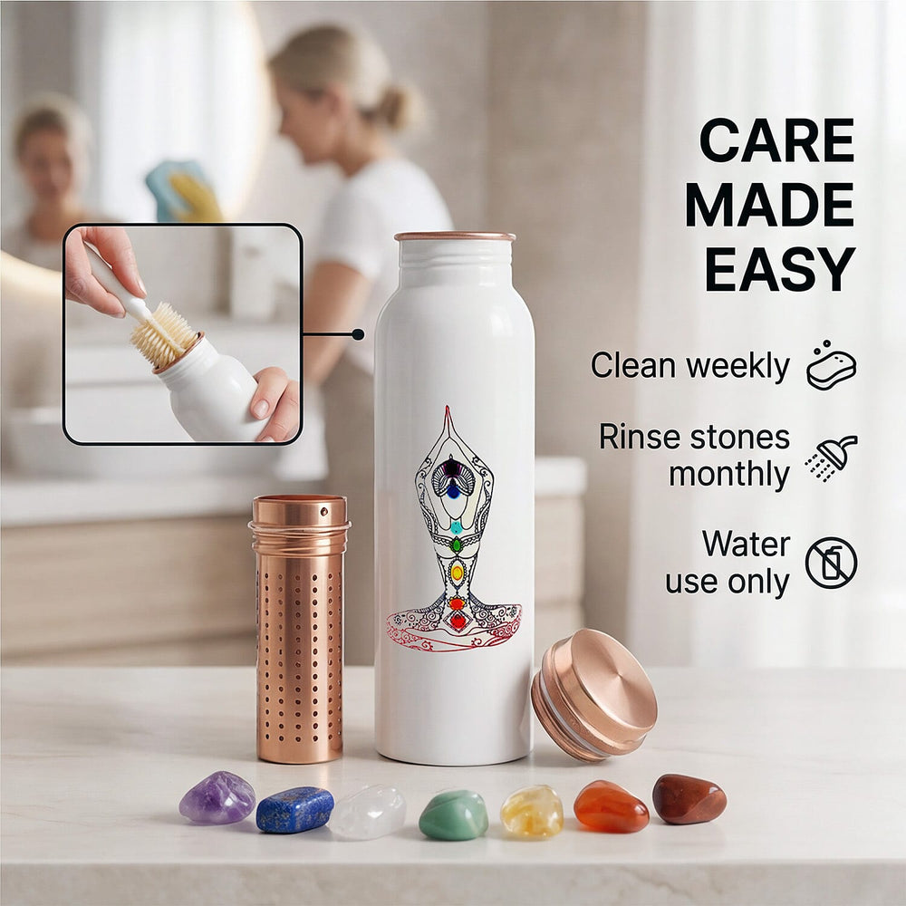 Bliss - Beyond Seven Chakra Copper Bottle Set - 32 Oz. White - Multi-Colour