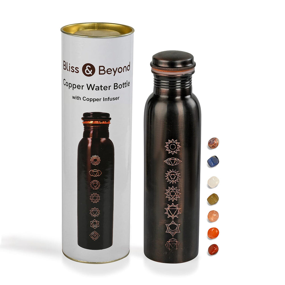 Bliss - Beyond Seven Chakra Copper Bottle Set - 32 Oz. - Golden