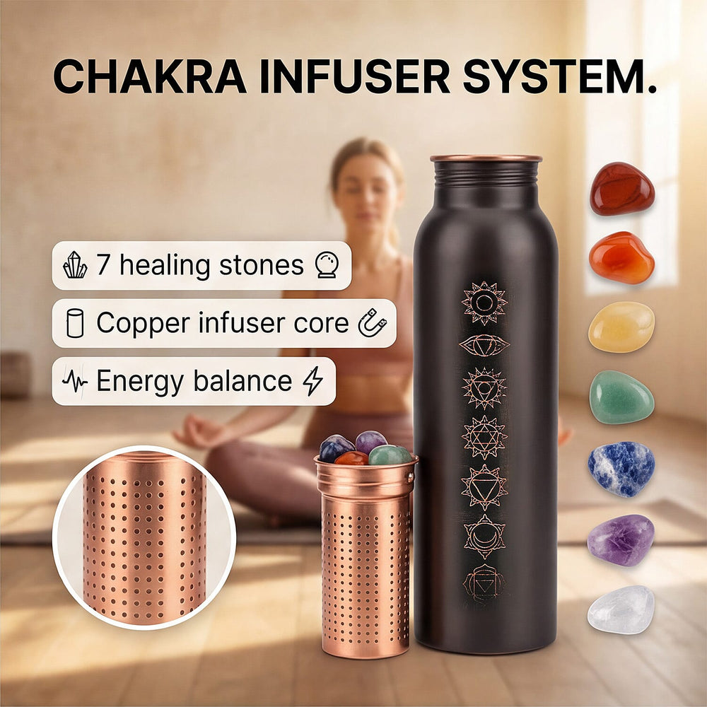 Bliss - Beyond Seven Chakra Copper Bottle Set - 32 Oz. - Golden