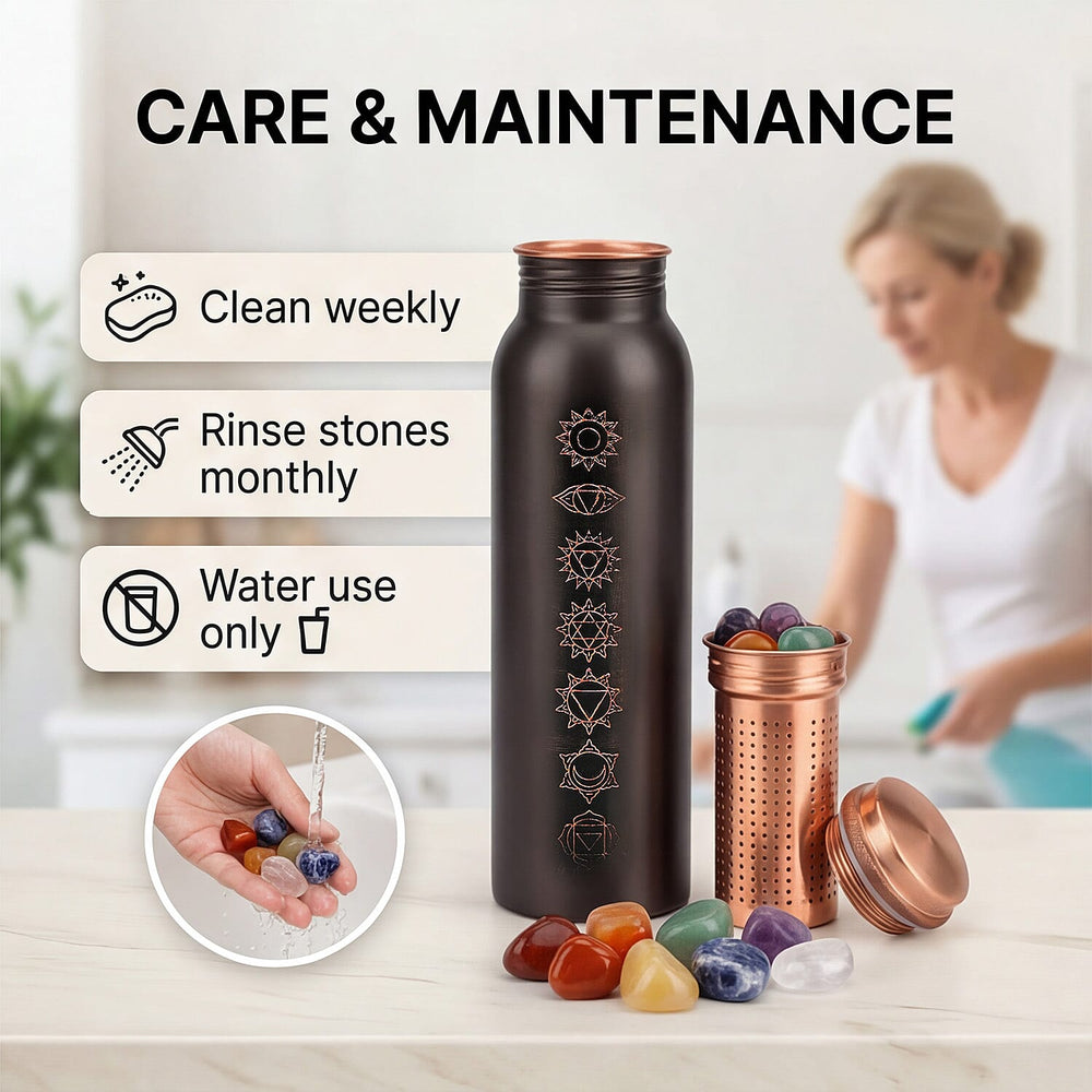 Bliss - Beyond Seven Chakra Copper Bottle Set - 32 Oz. - Golden