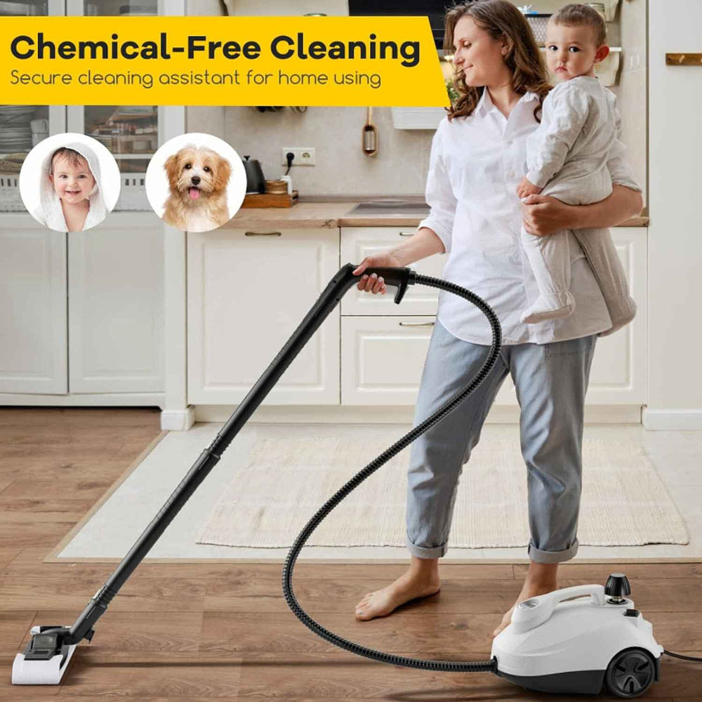 Bliss - Beyond Professional Multi-Purpose Steam Cleaner - 2000W High Pressure 5-Bar Steamer with 1.5L Stainless Steel Tank - Black - White