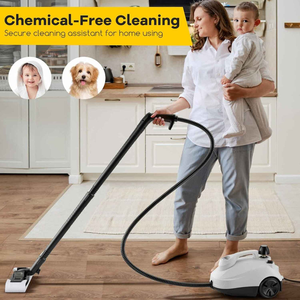 Bliss - Beyond Professional Multi-Purpose Steam Cleaner - 2000W High Pressure 5-Bar Steamer with 1.5L Stainless Steel Tank - Black - White