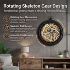 Rotating Gear Skeleton LED Wall Clock - Brown