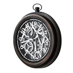 Rotating Gear Skeleton LED Wall Clock - Brown