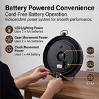 Rotating Gear Skeleton LED Wall Clock - Brown