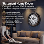 Rotating Gear Skeleton LED Wall Clock - Brown