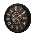 Rotating Gear LED Wall Clock with 3-Colour Wireless Light Control - Brown