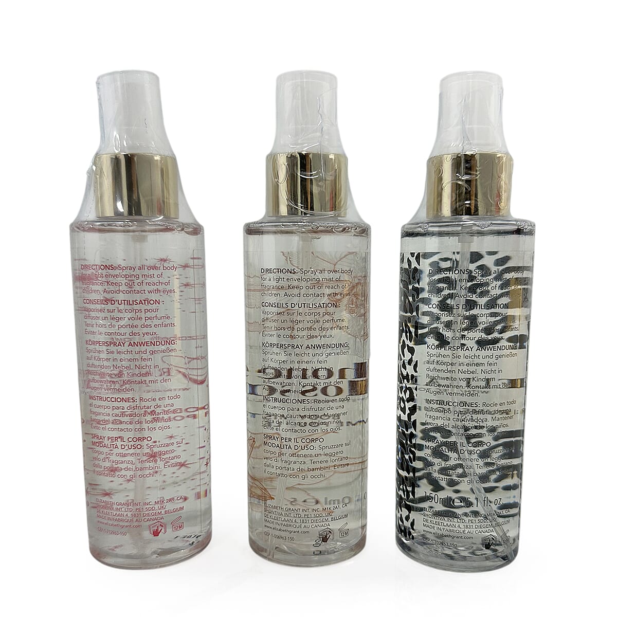 Elizabeth Grant Body Mists 3 X 150ml (Honey Blossom, Graceful Angel, Elizabeth)