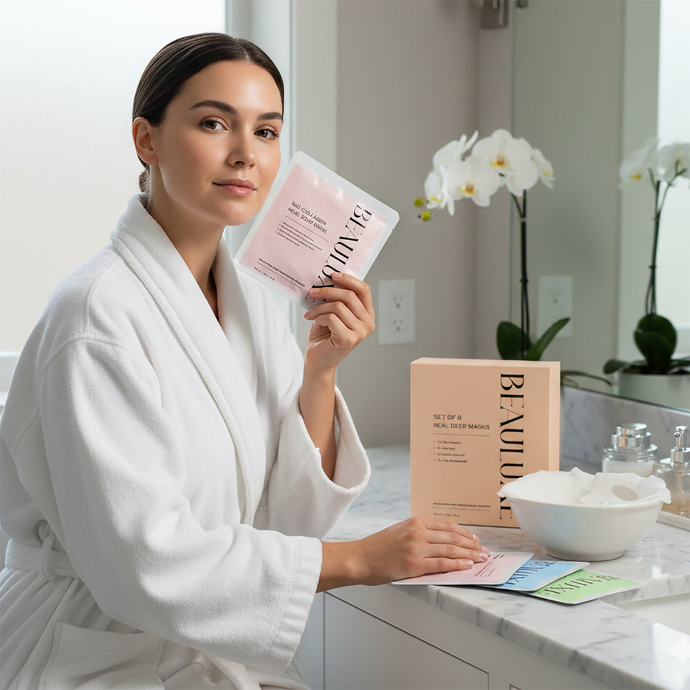 "Bio-Collagen Real Deep Mask, Hydro Cera-Nol Real Deep Mask, Refreshing Sea kelp Real Deep Mask & Radiant Vita Niacinamide Real Deep Mask. Hydrating Overnight Hydrogel Mask, Pore Minimizing, Elasticit_8275435_1