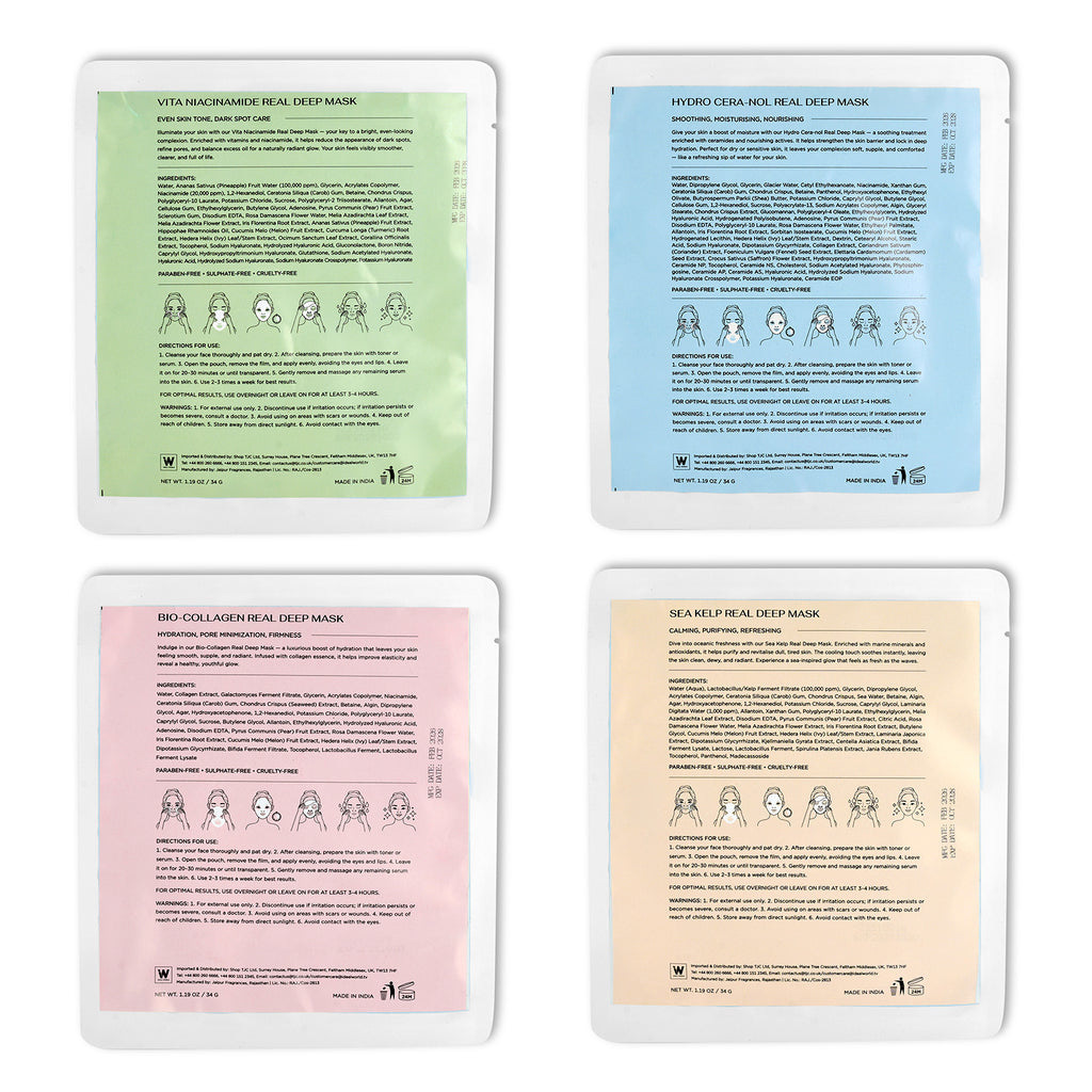 "Bio-Collagen Real Deep Mask, Hydro Cera-Nol Real Deep Mask, Refreshing Sea kelp Real Deep Mask & Radiant Vita Niacinamide Real Deep Mask. Hydrating Overnight Hydrogel Mask, Pore Minimizing, Elasticit_8275435_6