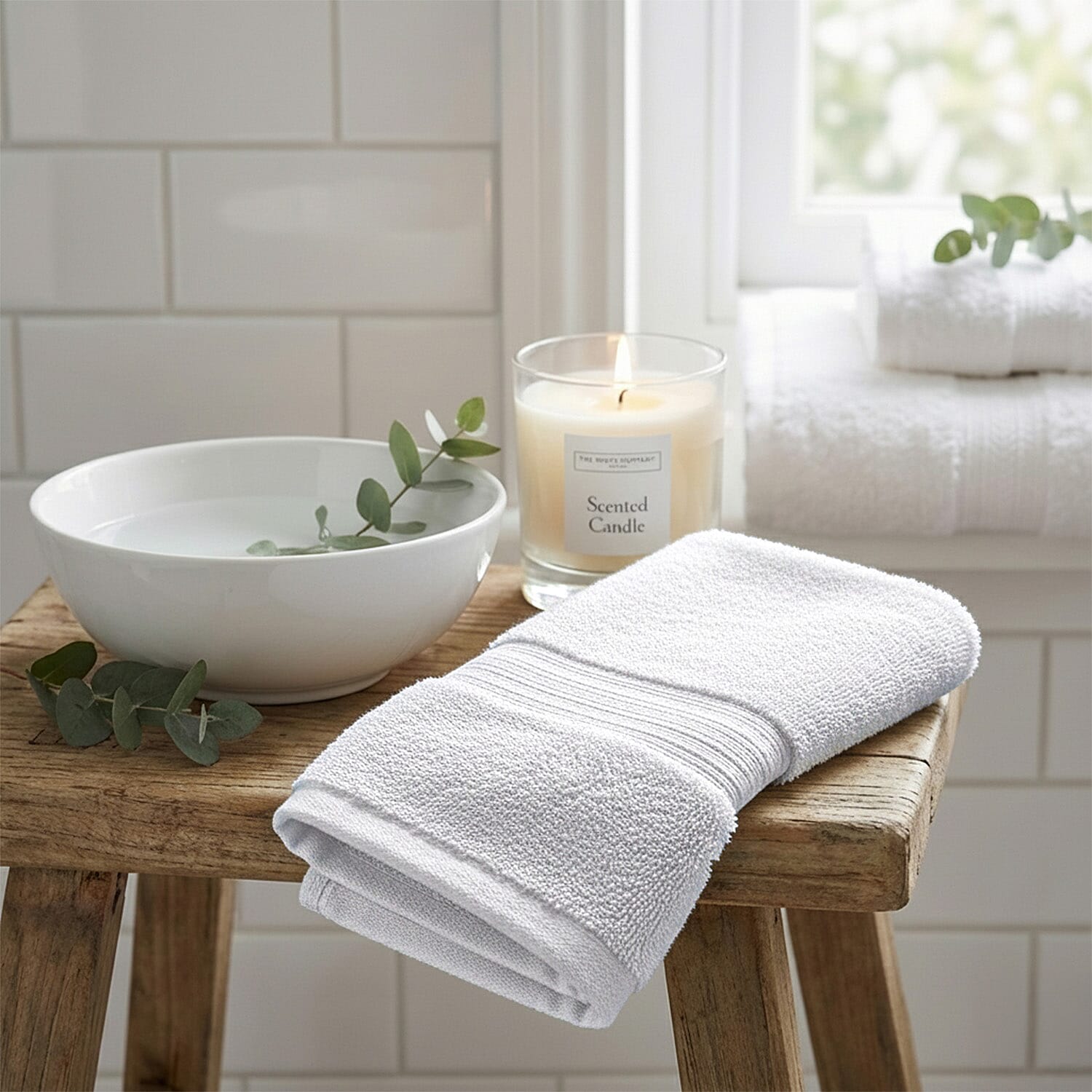 100% Organic Turkish Cotton Hand Towel - 550GSM - White