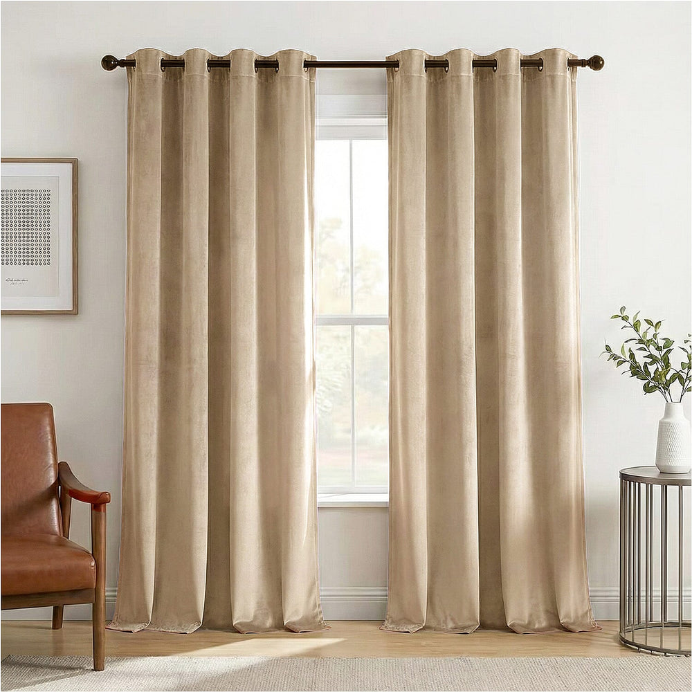 Closeout Offer - Crushed Velvet Ring Top Lined Curtains (66 x 54 inch) - Off White