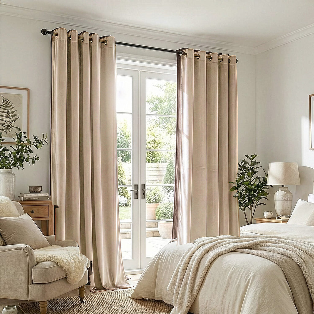 Closeout Offer - Crushed Velvet Ring Top Lined Curtains (66 x 54 inch) - Off White