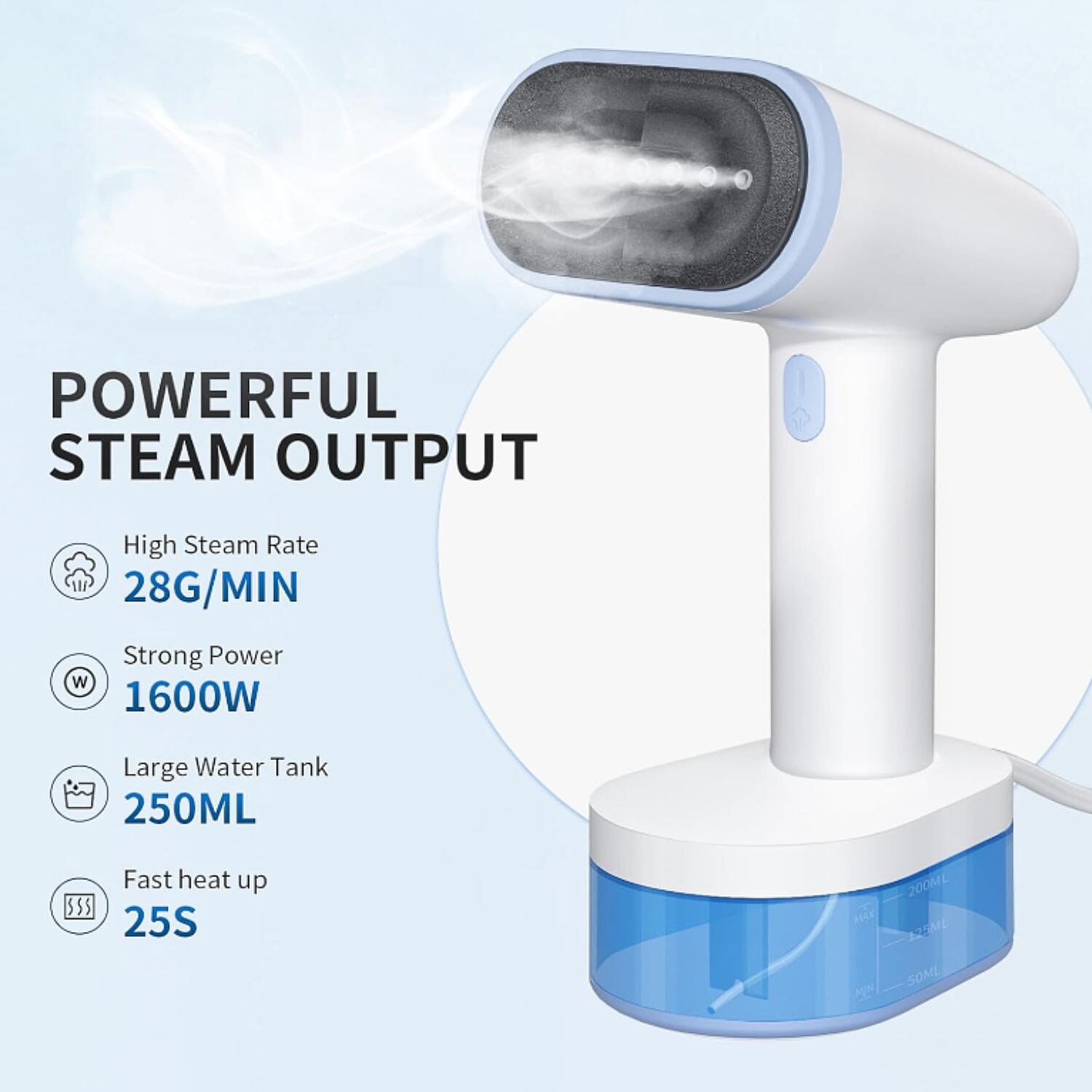 Black Friday Deal- MULTIFUNCTIONAL YASHE High Power Portable Garment Steamer (1600W) with Touch Control Panel and LCD Display - White