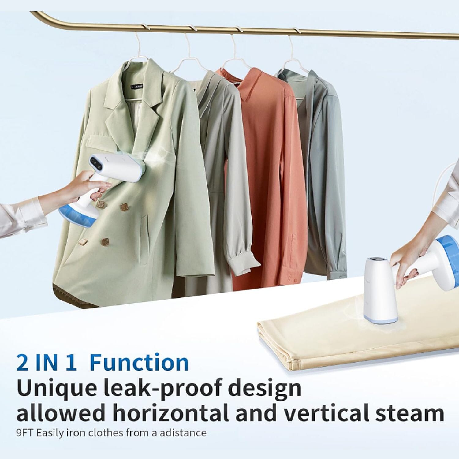 Black Friday Deal- MULTIFUNCTIONAL YASHE High Power Portable Garment Steamer (1600W) with Touch Control Panel and LCD Display - White