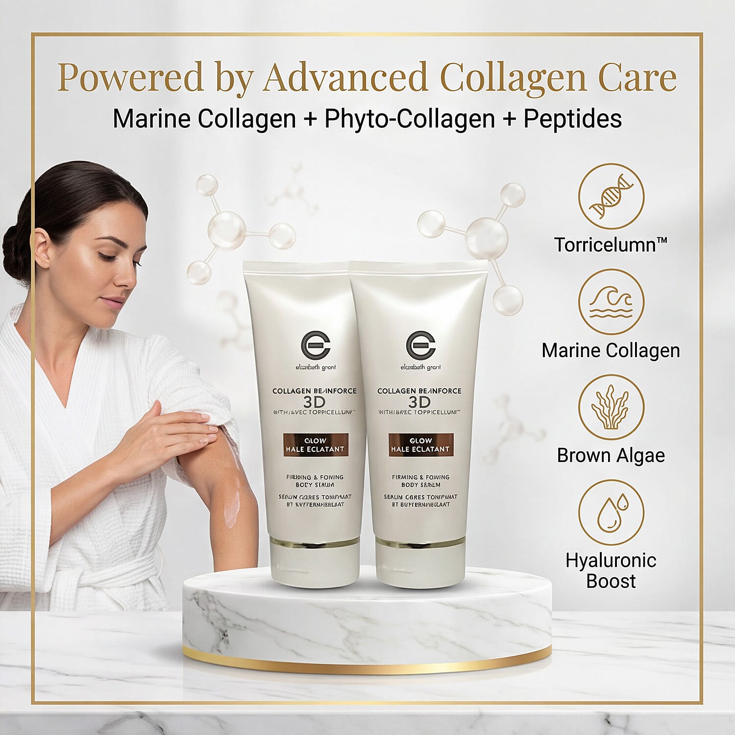 THE GALA LAUNCH- ELIZABETH GRANT Collagen Re-Inforce Firming - Toning Body Serum Glow Duo 2x 200ml