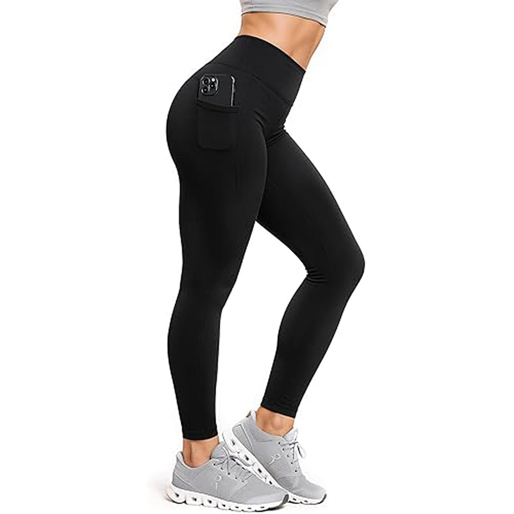 Green Drop Infused High Waist Leggings (Size L) - Black