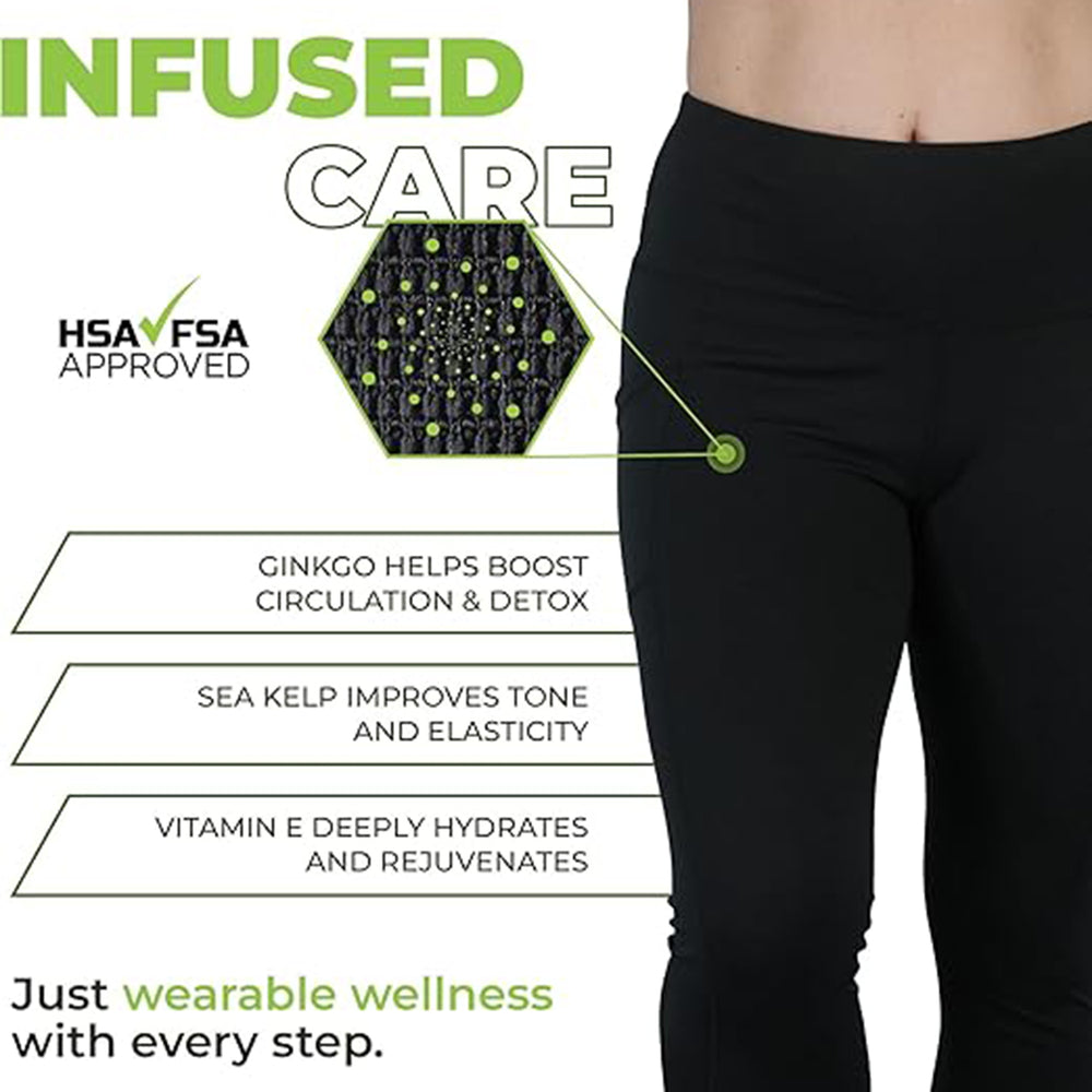 Green Drop Infused High Waist Leggings (Size M) - Black