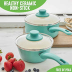 GreenLife 2-Piece Ceramic Non-Stick Saucepan Set with Lids
