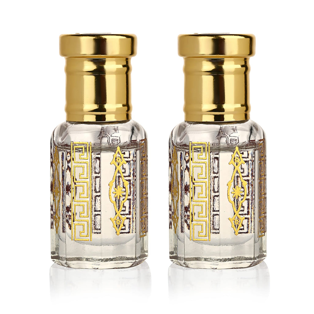 Jaipur Fragrance - Set of 2 - Royal Oudh Ritual Attar Set - Adonis Rose - Frankincense Attar with Oudh Musk in Jojoba Oil