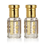 Jaipur Fragrance - Set of 2 - Royal Oudh Ritual Attar Set - Adonis Rose - Frankincense Attar with Oudh Musk in Jojoba Oil
