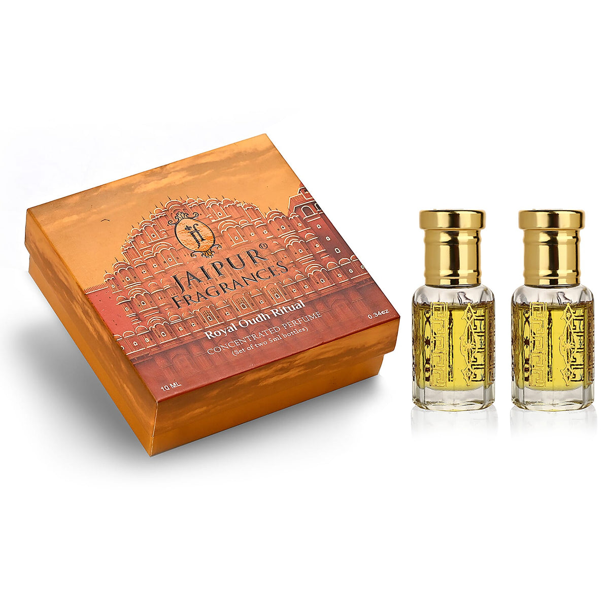 Jaipur Fragrance - Set of 2 - Morning Muse Attar Set - Parfum de Matin Blackcurrant Rose - Jasmine with Winsome Sweet Floral Gourmand