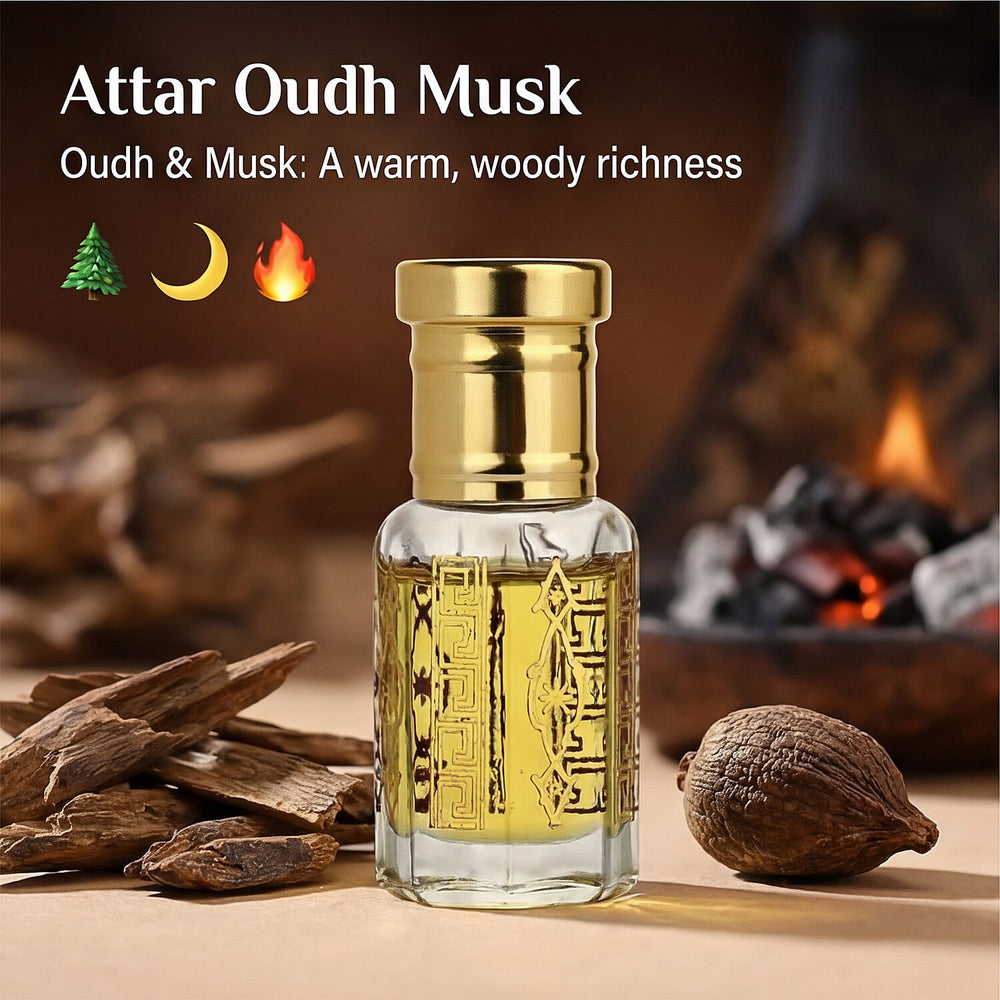 Jaipur Fragrance - Set of 2 - Morning Muse Attar Set - Parfum de Matin Blackcurrant Rose - Jasmine with Winsome Sweet Floral Gourmand